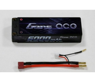 Batterie Gens Ace Hardcase, Lipo 2S 7.4V 6000mAh 70C prise 4.0mm