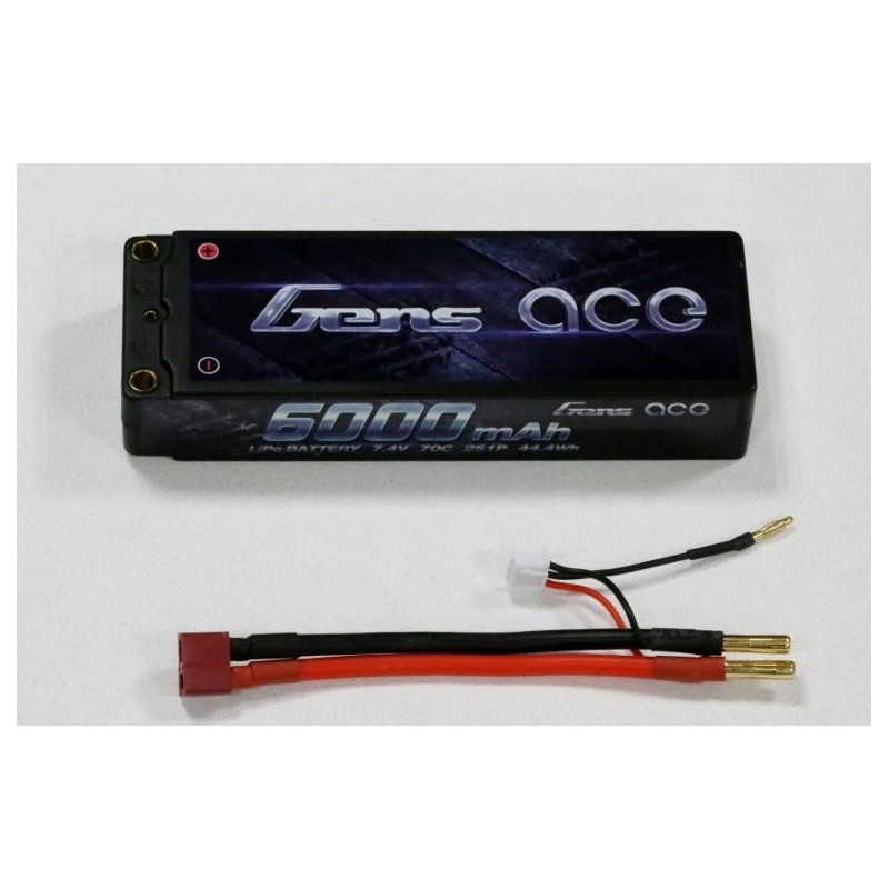 Batterie Gens Ace Hardcase, Lipo 2S 7.4V 6000mAh 70C prise 4.0mm