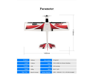 Aircraft Top Rc Hobby Riot red PNP approx.1,40m