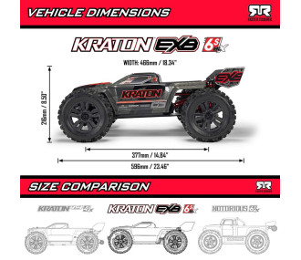 1/8 KRATON 6S EXB 4X4 RTR Brushless Speed Truck, SCHWARZ - ARA8708V6T1