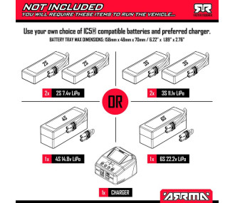1/8 KRATON 6S EXB 4X4 RTR Camión de Velocidad Brushless, NEGRO - ARA8708V6T1