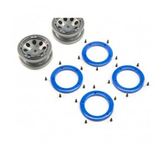 ECX FR/RR Wheel with Beadlock, Gray/Blue: Temper G2 - ECX41012