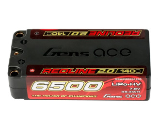 Batería Gens Ace RedLine 2.0, Lipo Hv 2S shorty 6500mAh 140C 5mm socket