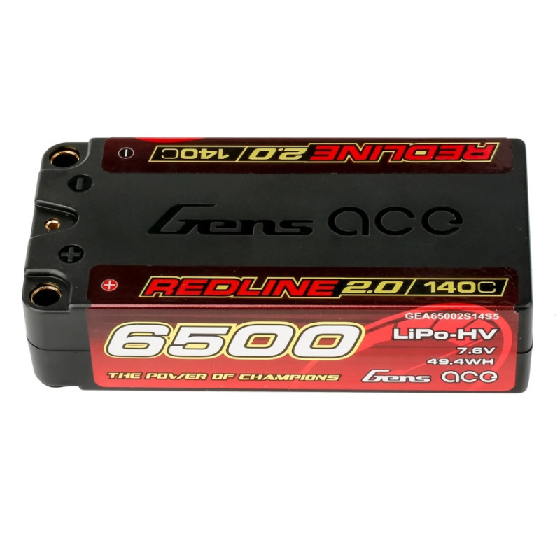 Batería Gens Ace RedLine 2.0, Lipo Hv 2S shorty 6500mAh 140C 5mm socket