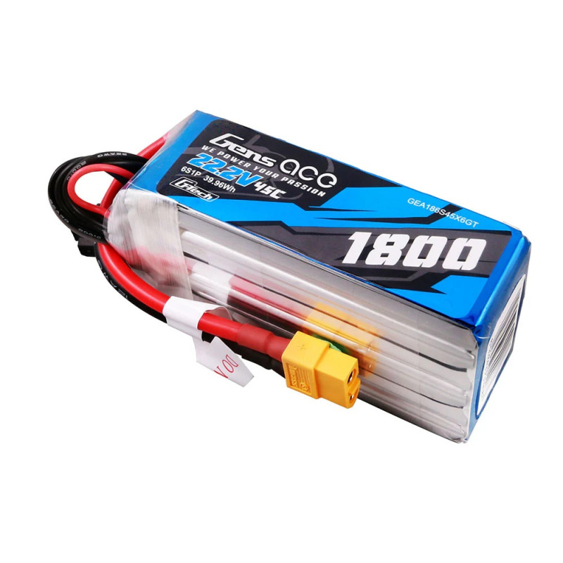 Gens ace lipo 6S 22.2V 1800mAh 45C battery xt60 socket