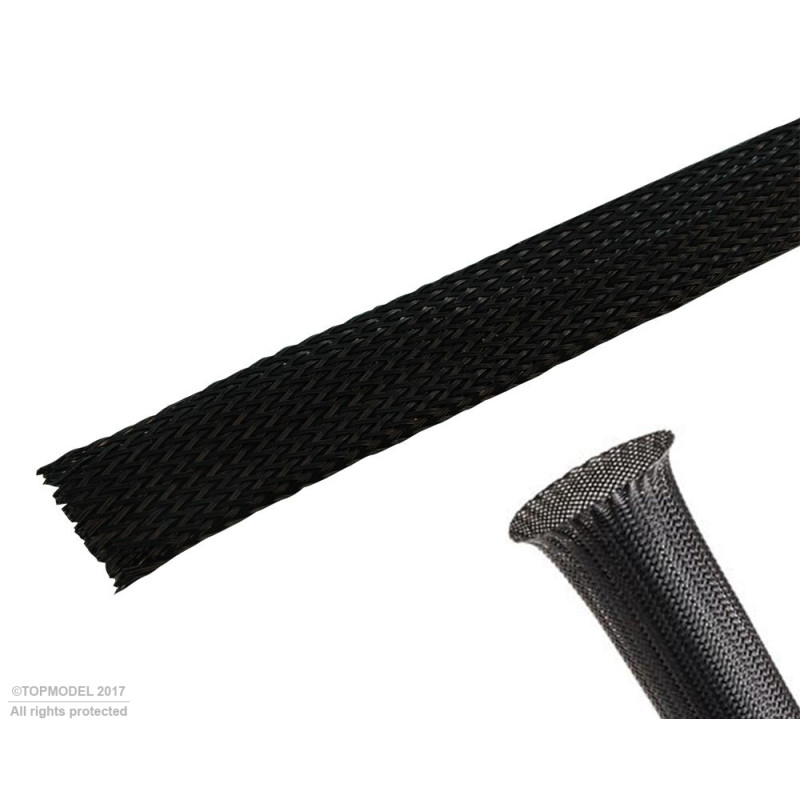 GAINE DE PROTECTION TRESSEE EXTENSIBLE 6mm NOIRE 1m