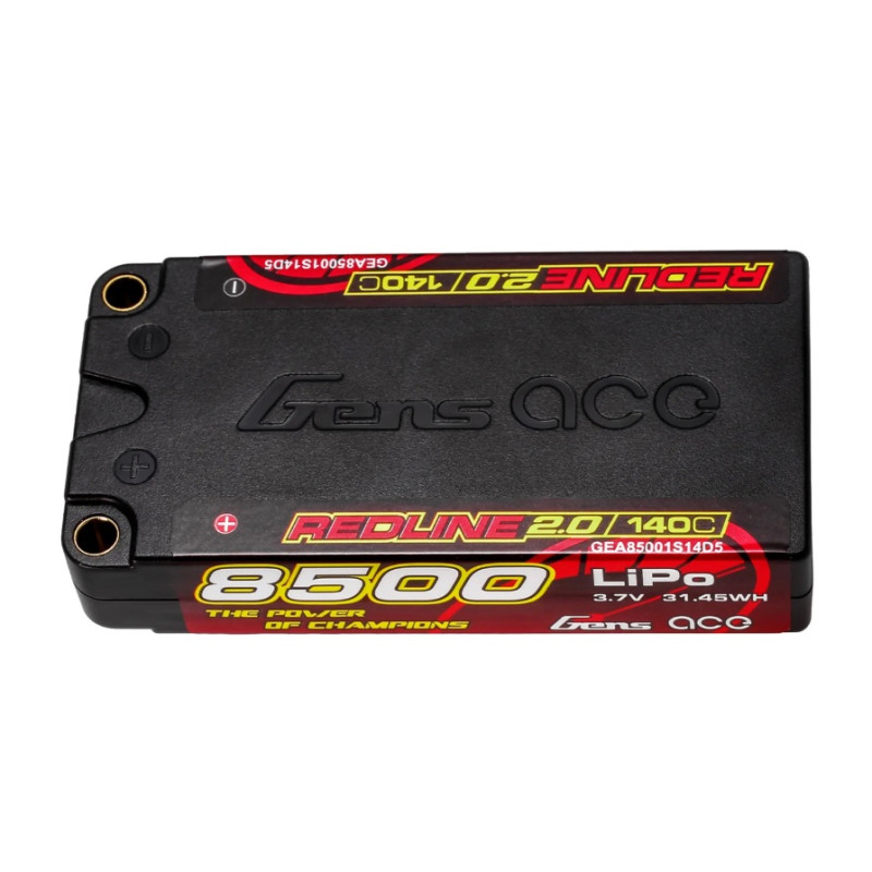 Gens Ace RedLine 2.0 battery, Lipo Hv 1S shorty 8500mAh 140C 5mm socket