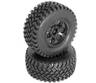 Pneumatici SQUARE Short Course montati su cerchi neri Hex.12mm