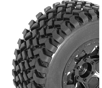 SQUARE Short Course Reifen mit Kleber auf schwarzen Felgen Hex.12mm