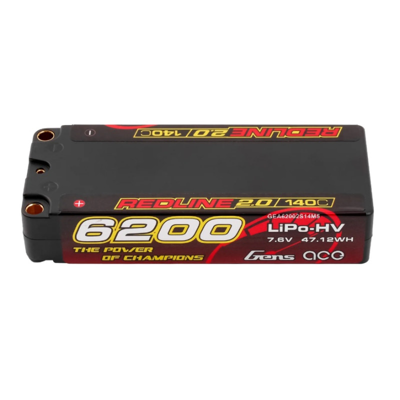 Batterie Gens Ace RedLine 2.0 Lipo Hv 2S MID 6200mAh 140C prise 5mm