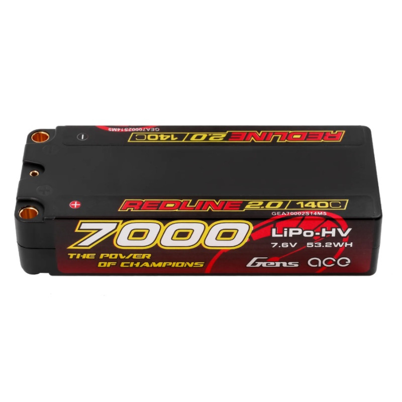 Batterie Gens Ace RedLine 2.0 Lipo Hv 2S MID 7000mAh 140C prise 5mm