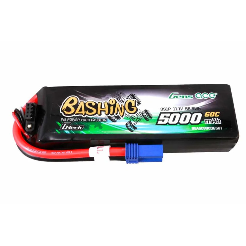 Gens Ace Bashing-Series Battery, Lipo 3S 11.1V 5000mAh 60C EC5 Plug