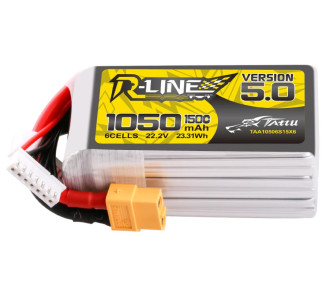 Batterie Tattu R-line V5.0 lipo 6S 22.2V 1050mAh 150C prise XT60