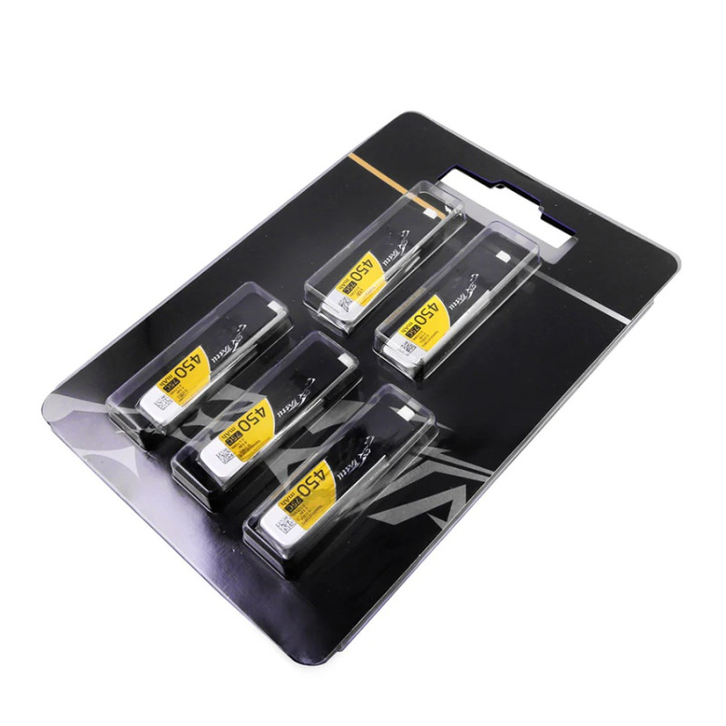 Batterie Tattu Lipo 1S HV 3.8V 450mAh 75C BT 2.0 (Pack de 5 unités)