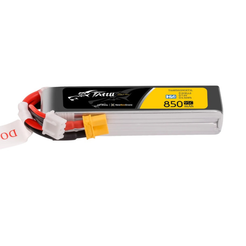 Batterie Tattu (format long) lipo 2S 7.6V 850mAh 95C prise XT30
