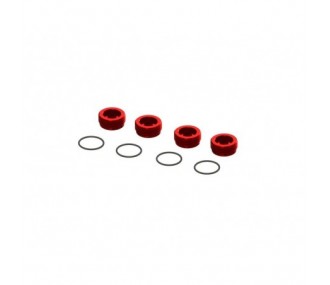 ARRMA Aluminum Front Hub Nut Red (4) inc O-Rings - ARA320467