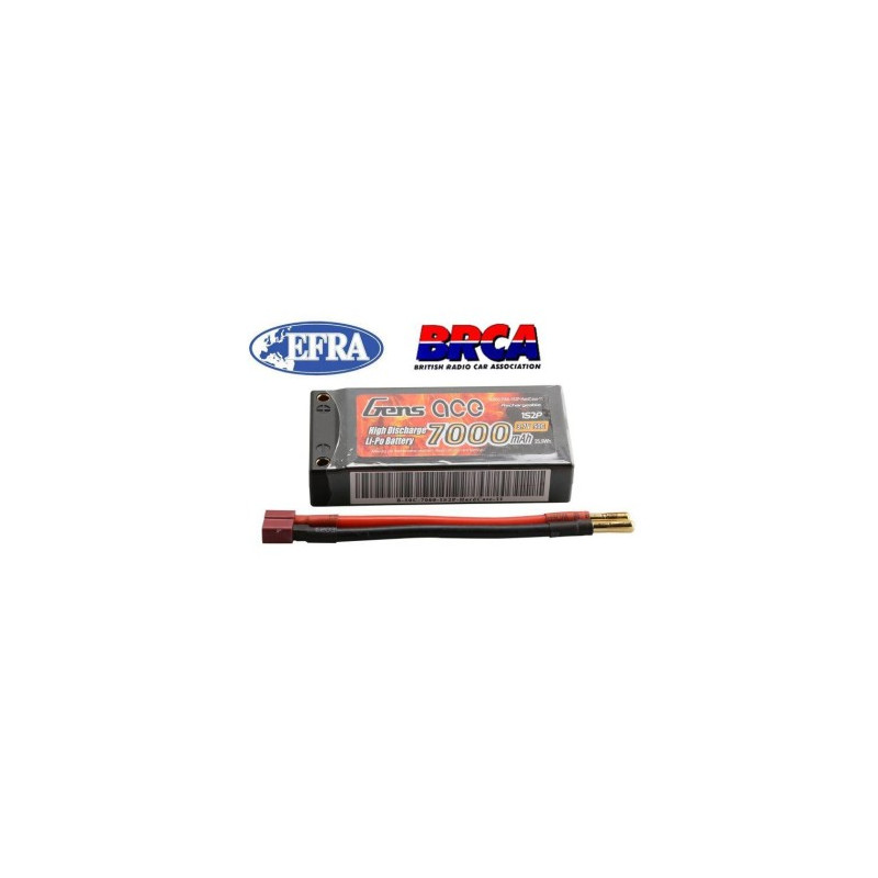 Accu LIPO 50C 7000MAH 3.7V HARD CASE FICHE 4MM - T