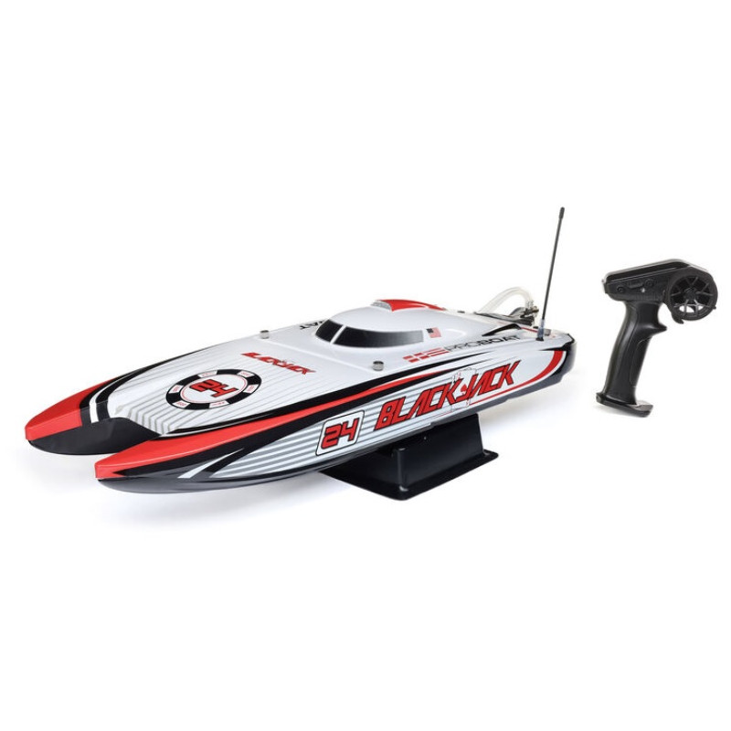 Blackjack 24" V2 Catamaran Brushless RTR, Vegas Offshore rouge et blanc