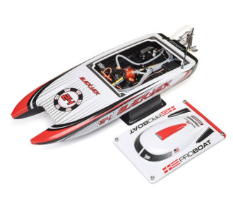 Blackjack 24" V2 Catamaran Brushless RTR, Vegas Offshore rouge et blanc