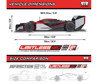 1/7 LIMITLESS 8S AVC 4X4 RTR Brushless Street Speed, Rouge/Noir - ARRMA