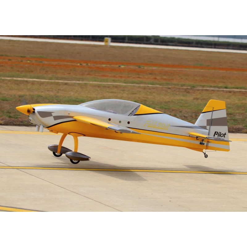 Avión acrobático EXTRA NG 90" (envergadura: 2,29 m) - Amarillo, blanco y plateado