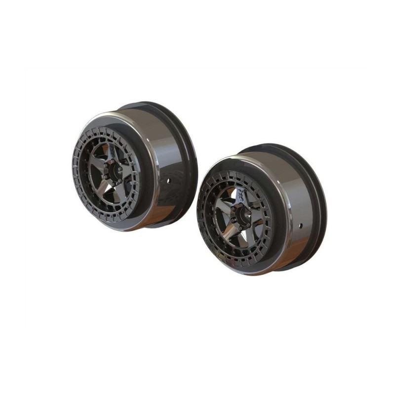 ARRMA SC 2.2'/3.0' Wheel 14mm Hex Black Chrome (2) - ARA510098