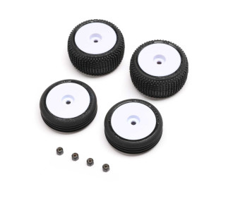 Losi tires and wheels mounted, white: Micro-B