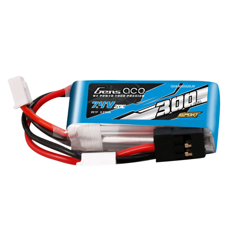 Batterie Gen ace lipo 2S 7.4V 300mAh 20C prise jr-3p 