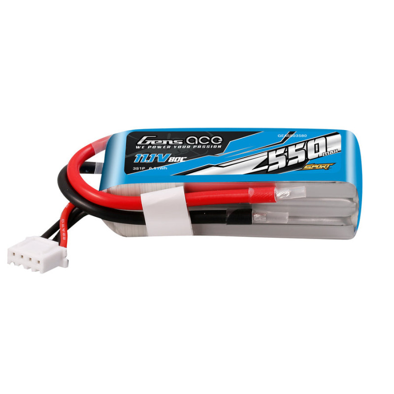 Batterie Gen ace lipo 3S 11.1V 550mAh 80C fils à souder 