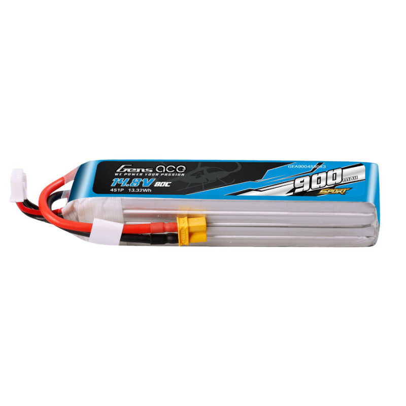 Batterie Gen ace lipo 4S 14.8V 900mAh 80C prise XT30 