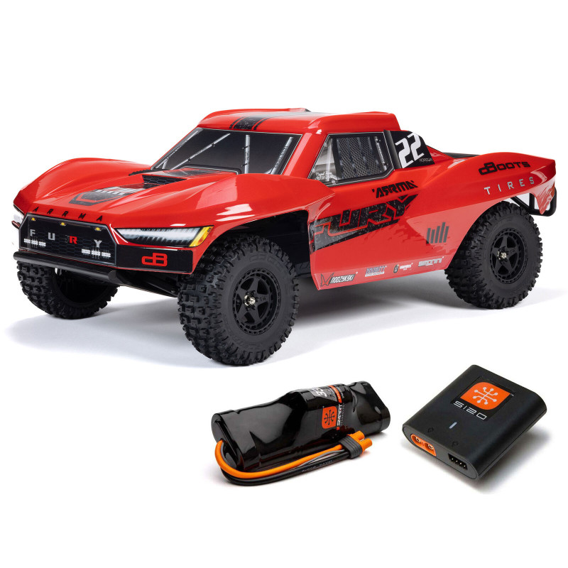 1/10 FURY 2WD RTR à charbons Short Course Truck (avec batterie et chargeur) Rouge