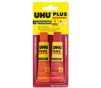 UHU Colle 2 composants Plus Sofortfest, Super rapide et transparent 2K 35 g