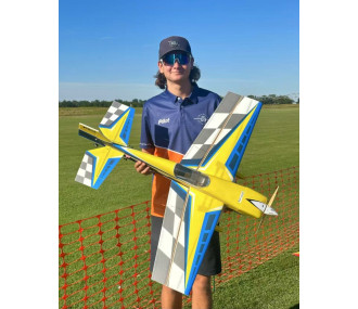 Avion Voltige Pilot RC - EDGE 540 – 39″ (1.0m), Jaune, Bleu, gris