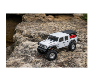 Jeep JT Gladiator 4x4 RTR SCX24 à l'échelle 1/24, crawler à moteur brushed (batterie et chargeur inclus), blanc