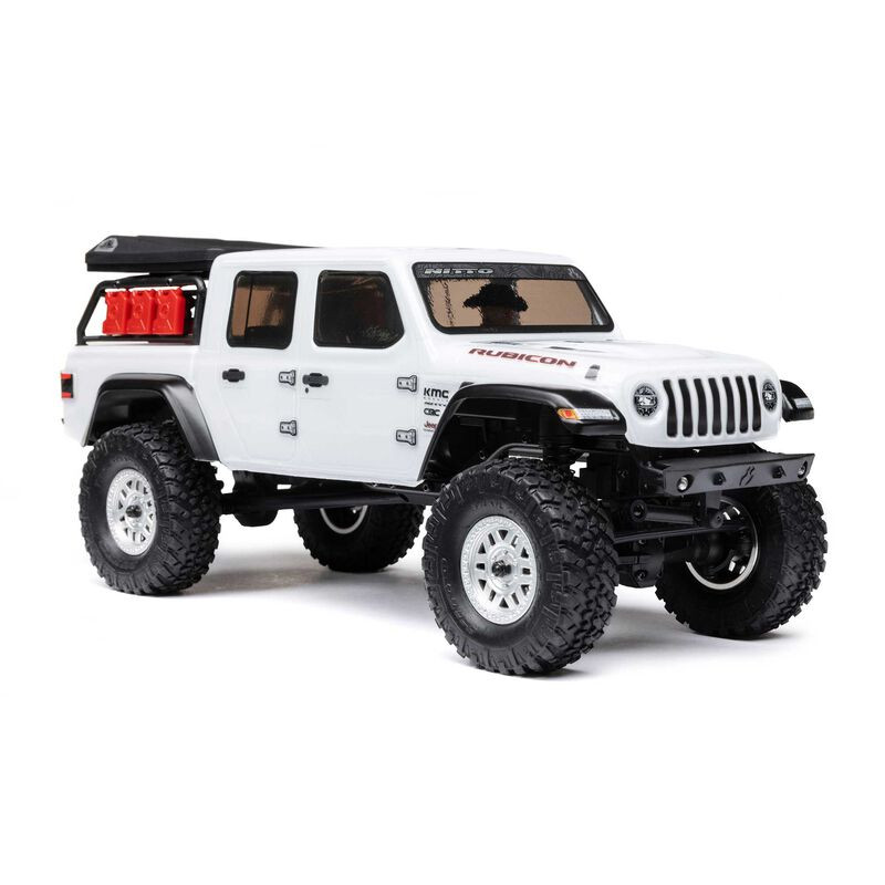 Jeep JT Gladiator 4x4 RTR SCX24 à l'échelle 1/24, crawler à moteur brushed (batterie et chargeur inclus), blanc