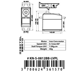 Servo Konect Digital 6kg-012s roulements/pignons plastique