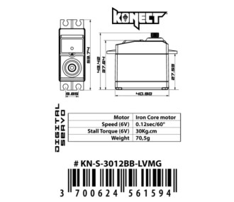 Servo Konect Digital 30kg-012s roulements/pignons métal