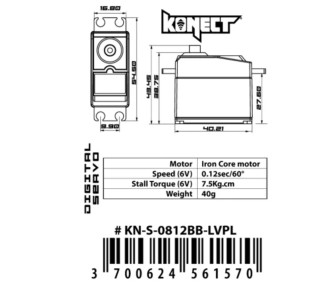 Servo Konect Digital 15kg-012s roulements/pignons métal