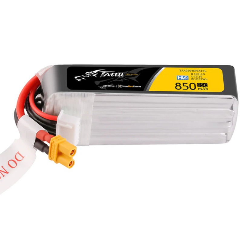 Batterie Tattu lipo 4S HV 15.2V 850mAh 95C prise xt30 Format Long