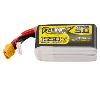 Batterie Lipo Tattu R-Line Version 5.0 1550mAh 14.8V 150C 4S1P avec prise XT60