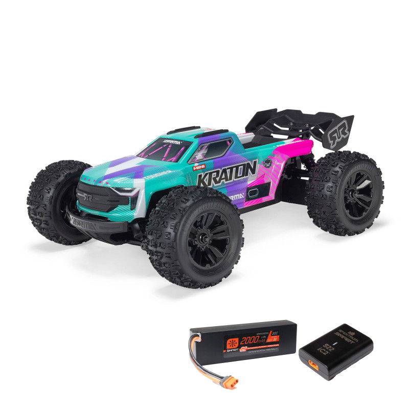 Arrma Mini Kraton 4X4 3S BLX 1/16 - Monster Truck RC Brushless - Rose (Pack Complet avec Batterie et Chargeur) ARA2508ST2
