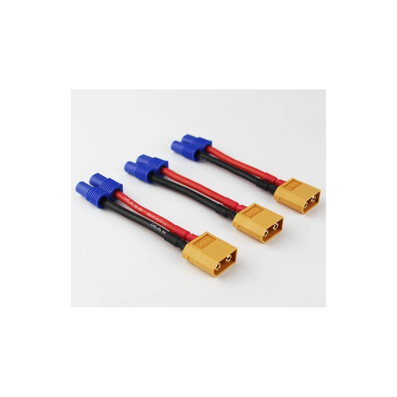 Adaptateur long XT60 male vers EC3 femelle 5cm 14AWG