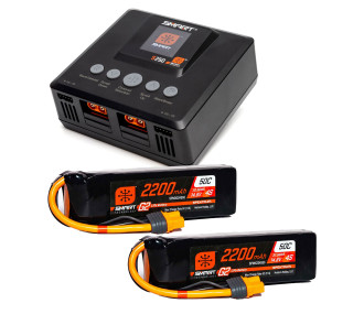 Smart Powerstage Air Bundle: G2 2200mAh 4S 50C LiPo IC3 & S250 Charger (2) Spektrum