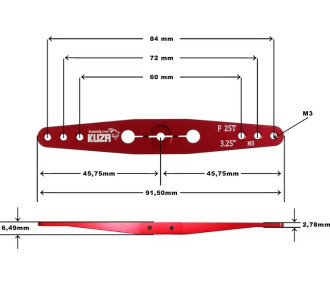 PALONNIERS 2-bras Futaba 25T 84/72/60mm 3.25" M3  V2 Aluminium