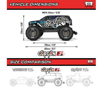 ARRMA 1/10 GORGON 223S 2WD RTR Brushless Monster Truck, Red/Black