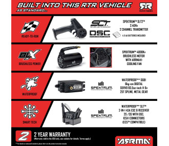 ARRMA 1/10 GORGON 223S 2WD RTR Brushless Monster Truck, Red/Black