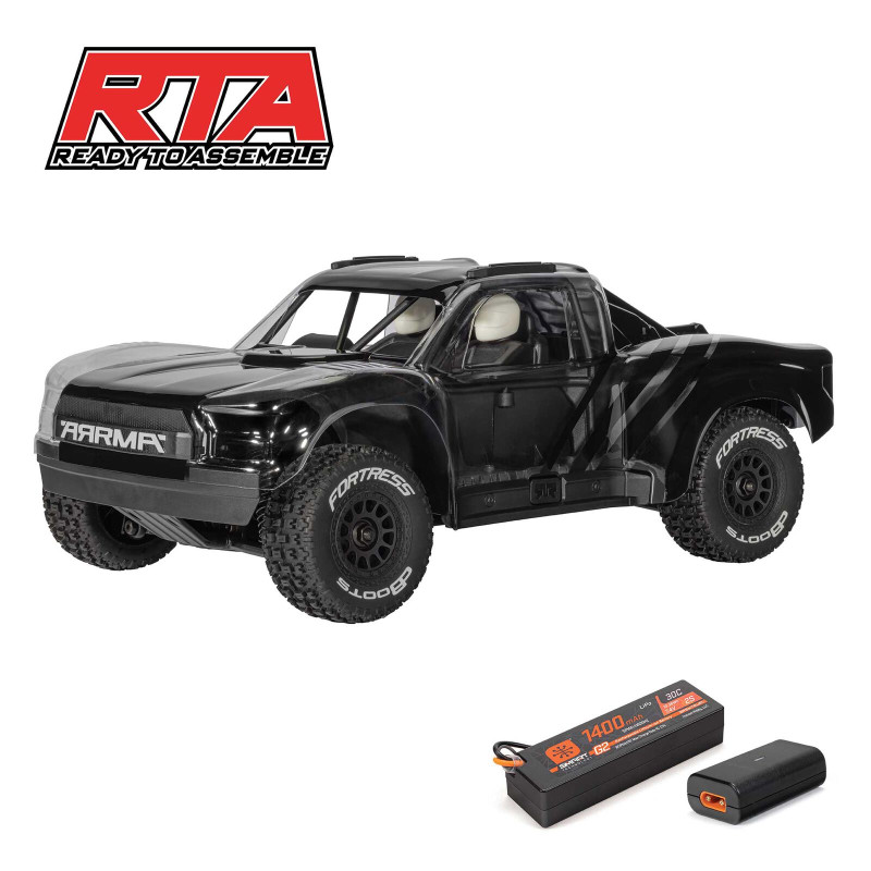 ARRMA 1/16 MOJAVE GROM 4X4 RTA ( a assemblé )  KIT Brushed Desert Truck (Battery & Charger Included), Clear/Black