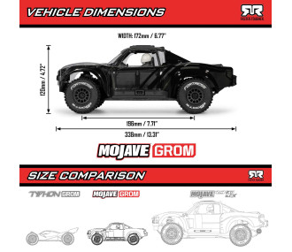 ARRMA 1/16 MOJAVE GROM 4X4 RTA ( a assemblé )  KIT Brushed Desert Truck (Battery & Charger Included), Clear/Black