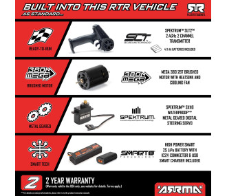 ARRMA 1/16 MOJAVE GROM 4X4 RTA ( a assemblé )  KIT Brushed Desert Truck (Battery & Charger Included), Clear/Black