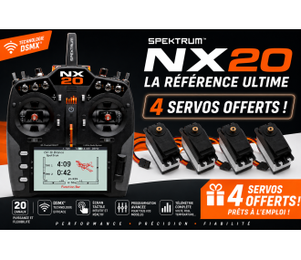 Radio NX20 Spektrum DSMX 2.4GHz + 4 servos A6030 offerts